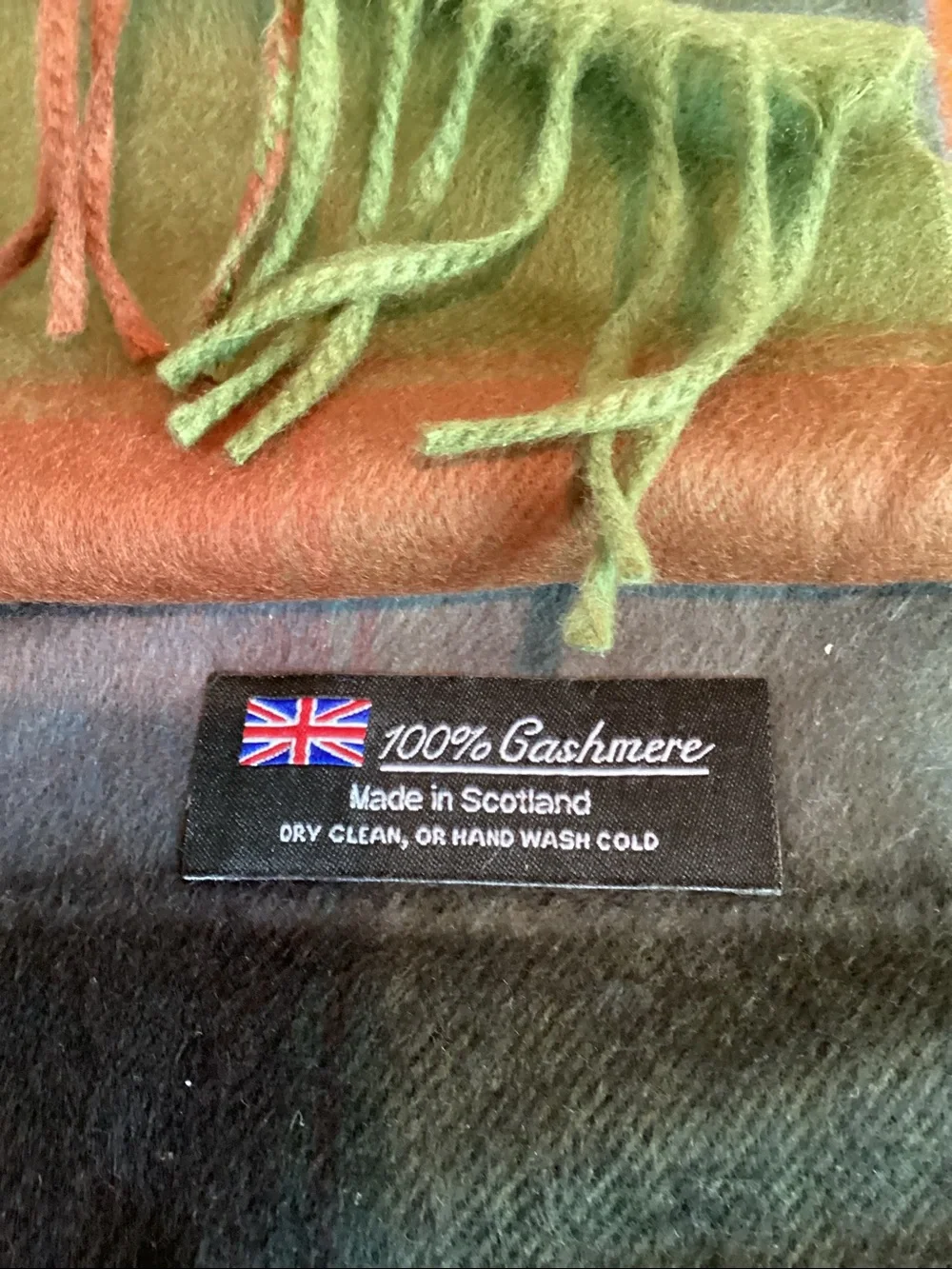 Vintage 100% Cashmere Plaid Scarf.